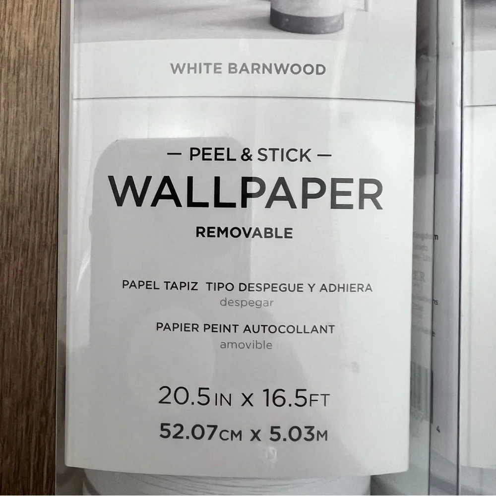 Peel and Stick White Barnwood Removable Wallpaper 20.5in x 16.5ft Lot of 2 Rolls